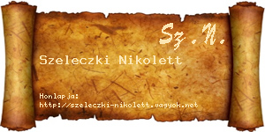 Szeleczki Nikolett névjegykártya